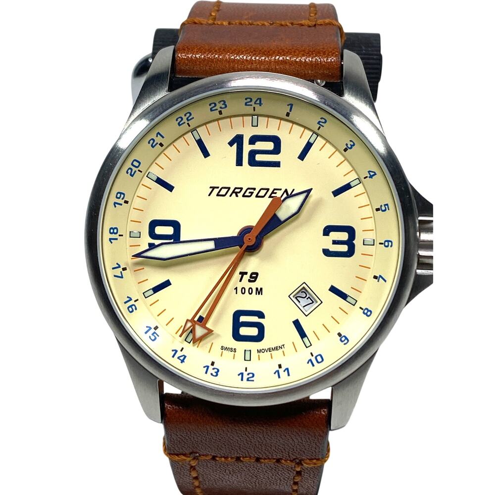 Torgoen T9 Series Lazuli GMT Pilot Watch Swiss Ronda Movement Mens 42mm WR 100m - Picture 2 of 8